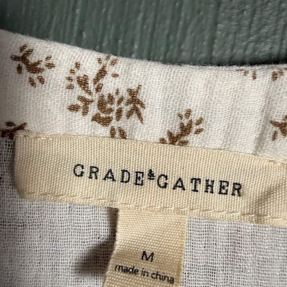 Grade & Gather Floral Cotton Gauze Capped Sleeve Blouse Women Size M Style#41368 - Picture 4 of 8